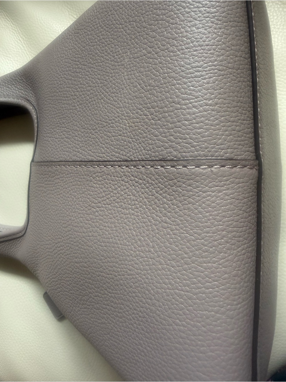 Coach Pebbled Leather Handbag in purplish Gray with Gold Accent - Picture 9 of 9